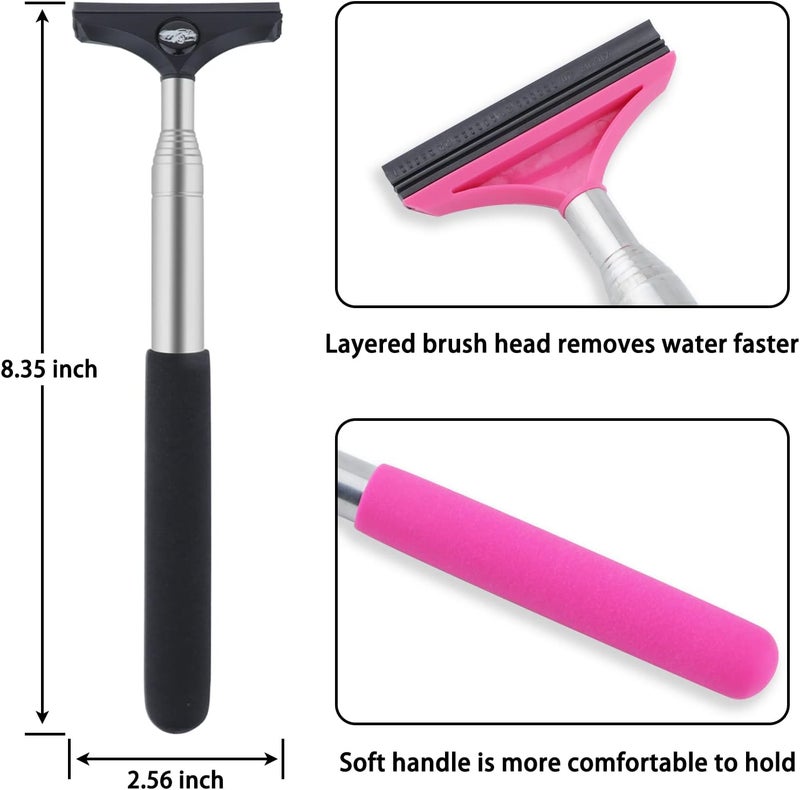 GUBCUB Side Mirror Squeegee, 2 PCS Car Mirror Squeegee, Retractable Car Rearview Mirror Wiper for All Vehicles, Universal Automotive Accessories(Black/Pink) - Image 3